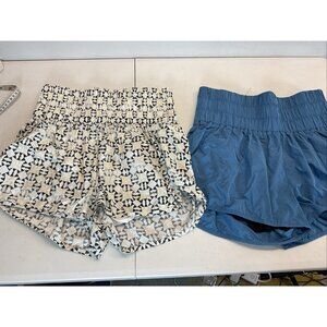Lot of‎ 2 FP Movement the Way Home Shorts Size LG Black geometric print/ Blue